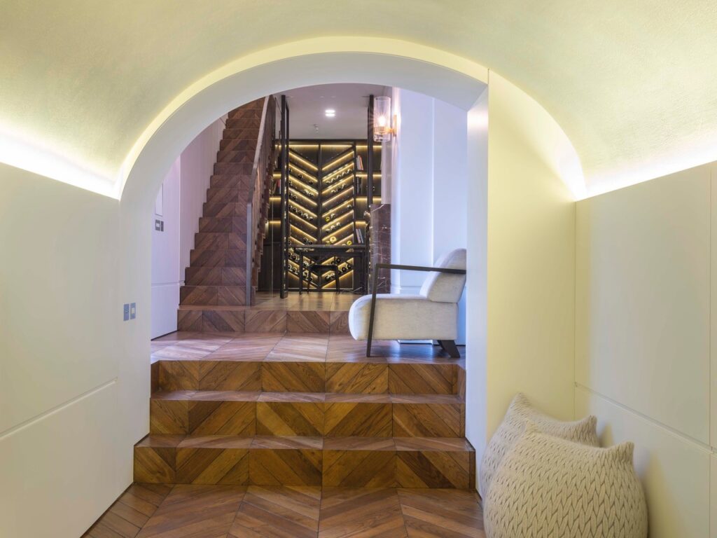 hall stair chair fire wine